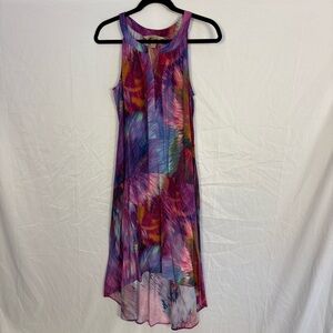 Presley Skye 100% Silk Pink and Purple Kaleidoscope Hi-lo Dress Sz L